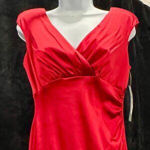 Ralph Lauren red stretch satin cocktail dress, NWT, size 10P
